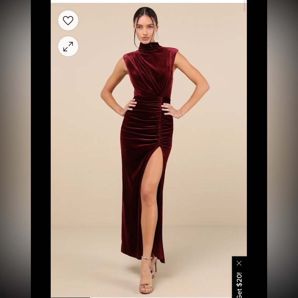 Lulu's Burgundy Velvet Maxi Dress